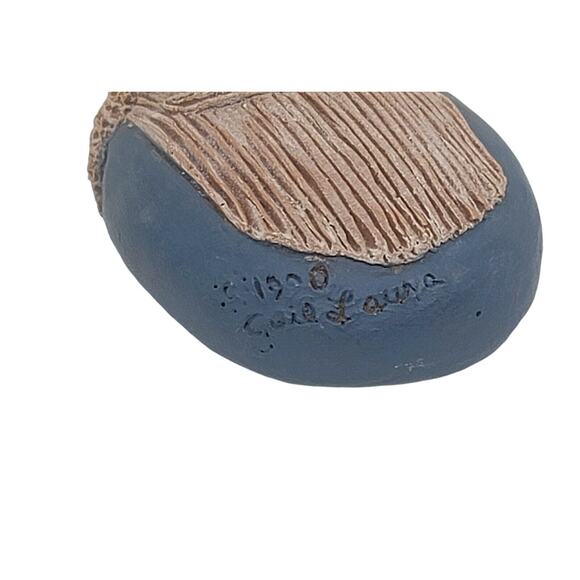 Vintage 1990 Gail Laura Christmas Ornament Santa Claus Head Signed Cast Resin - Picture 3 of 3